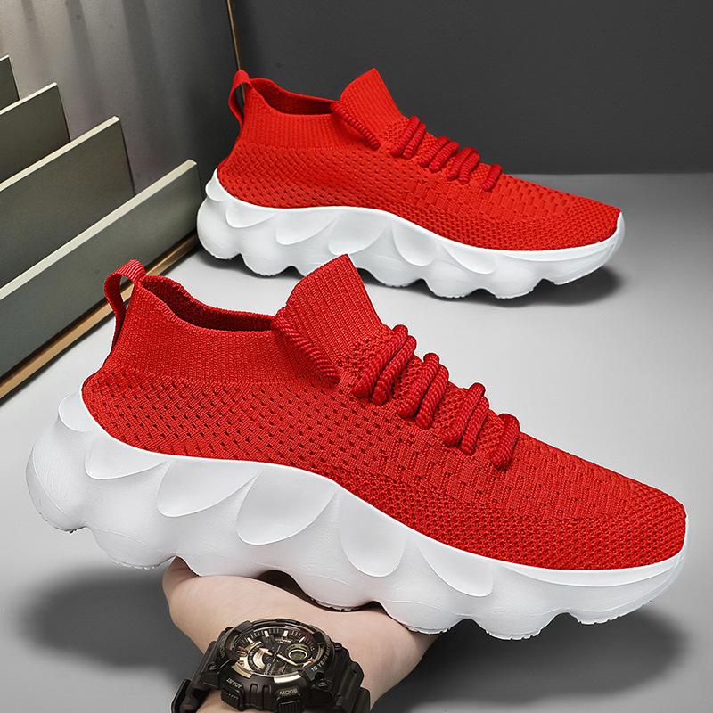 New Large Size Men's Shoes Lightweight Breathable Socks Shoes Men's Lace-up Outdoor Sports and Leisure Shoes Men's Mesh Shoes