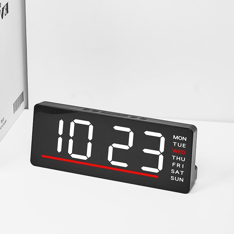 Digital Alarm Clock 6676, Minimalist Multifunctional LED Electronic Clock, Silent Bedside Desk Clock for Kids Bedroom