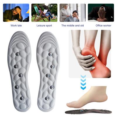 1 пара магнитных акупрессурных массажных стелек, дизайн массажа стоп, амортизирующий антиусталостный гель, массажные точки, стельки