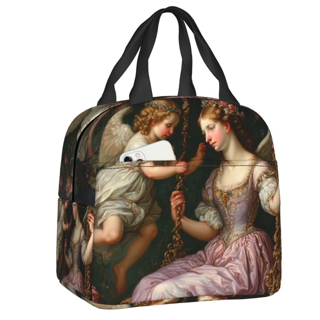 Custom Victorian Moon Cherub Insulated Lunch Bag for Women Leakproof Thermal Cooler Lunch Tote Kids School Children