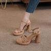 Мода Роскошные дизайнерские летние женские босоножки с открытым носком Модные женские босоножки на платформе с толстым высоким каблуком