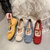 French Fairy Square Head Ballet Shoes Girl 2025 New Autumn Skirt Single Shoes Bow Soft Sole Mary Jane Shoes