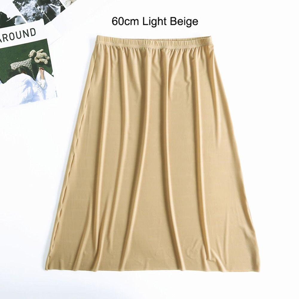 For Girl Ice Silk Underskirt Safety Underskirt Slips Women Long Petticoat Underskirt Half Slips