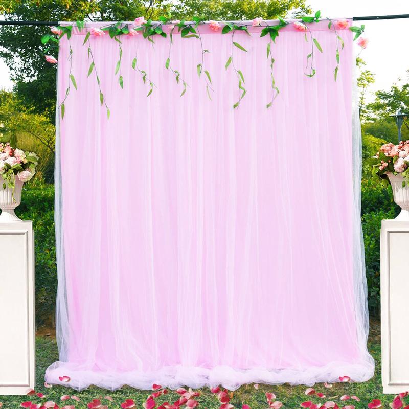 2M Wedding Birthday Baby Shower Party Silk Tulle Backdrop Curtains White/Pink