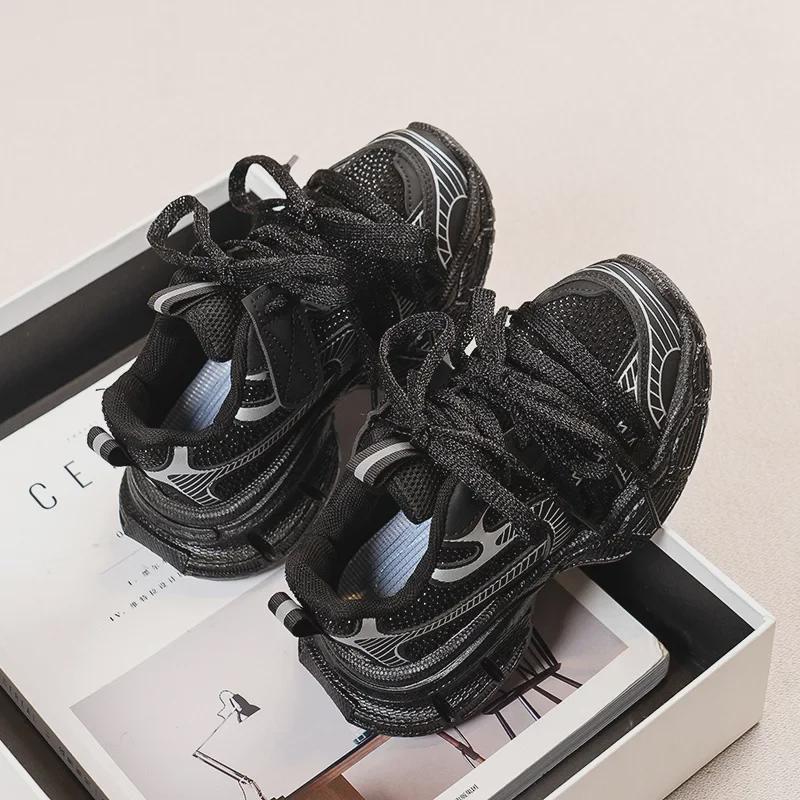 Детские кроссовки из дышащей сетки, весна/осень 2024 г., корейский стиль для мальчиков и девочек