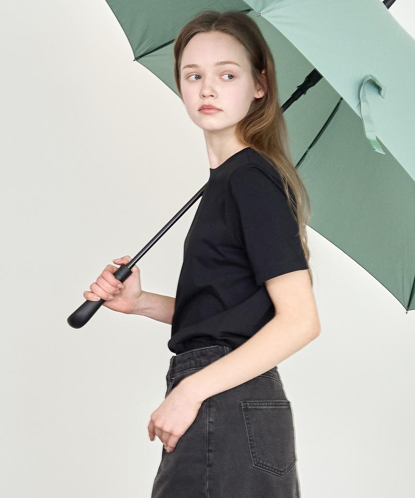 BASIC HOUSE Women'S Stretch Round Neck Regular Fit Short Sleeve T-Shirt Black