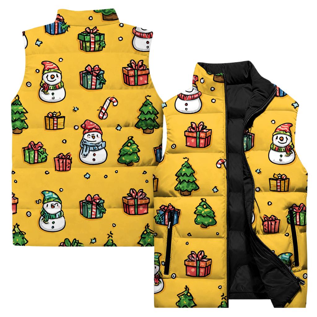 Ladies' Casual And Fashionable Sleeveless Vest Christmas Printed Cotton Jacket