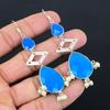 Хэллоуинская распродажа Серьги-капли из стерлингового серебра 925 пробы с натуральным синим сапфиром Ювелирные изделия