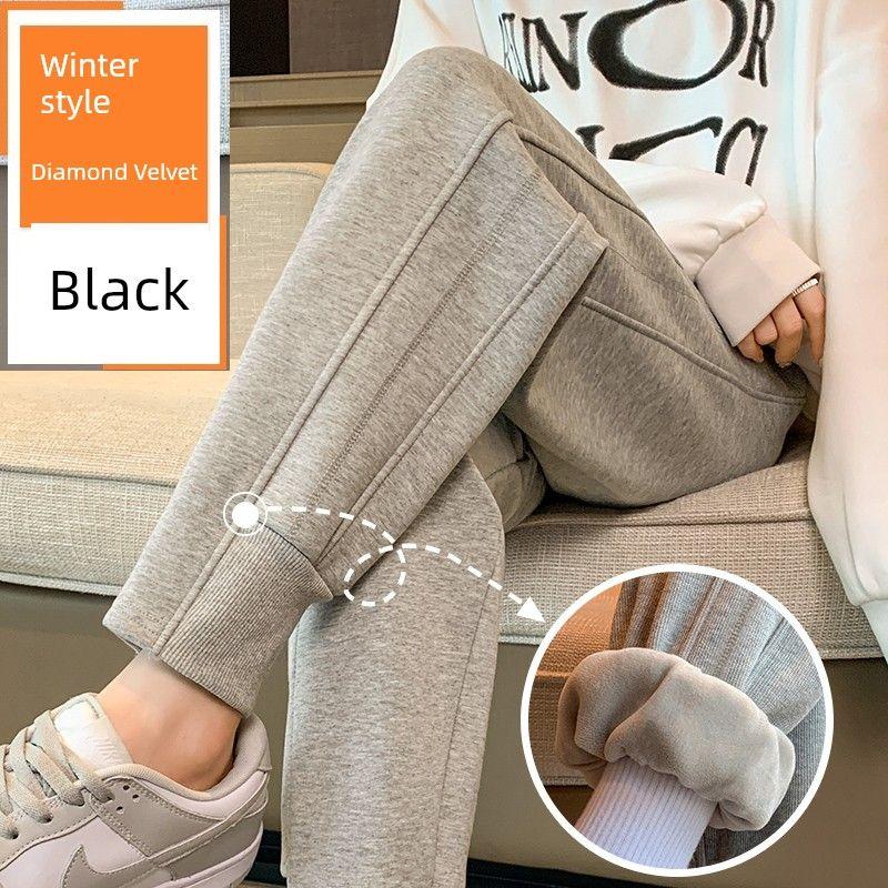Spring & Fall Thin Loose Cropped High Waist Style In Gray Sports Pants