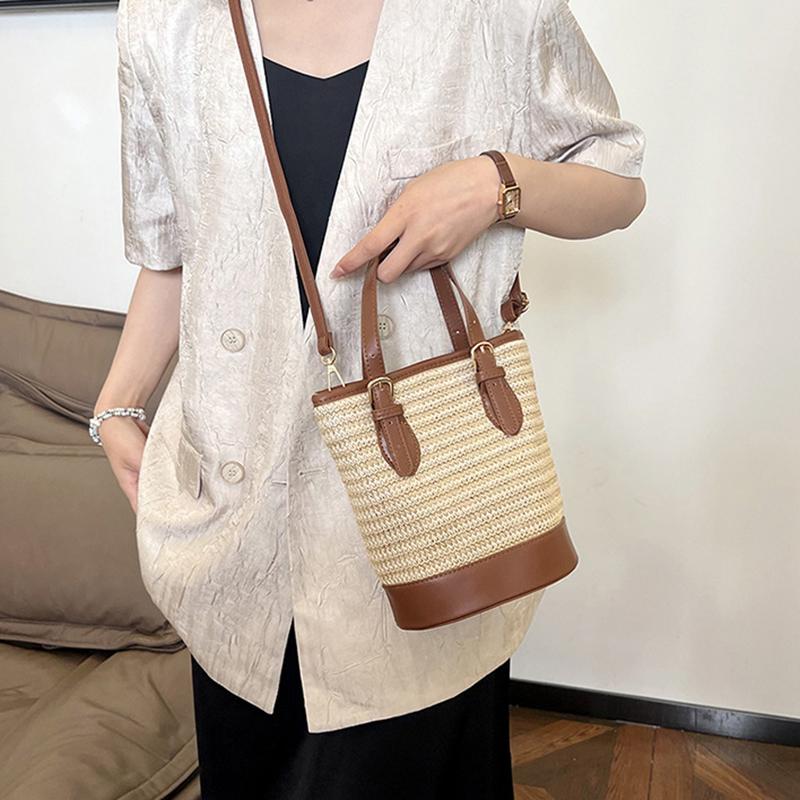 Соломенная плетеная сумка-мессенджер через плечо для женщин Простая пляжная ротанговая наплечная сумка Сумки-кошельки для мобильного телефона и монет Летняя AVE