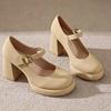 Туфли для женщин на среднем каблуке, готическая женская летняя обувь в японском стиле, Лолита, жемчуг, круглый носок, платформа Мэри Джейн