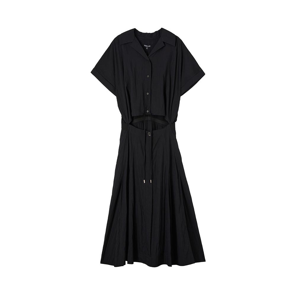 Rap Waist-Slit Shirt-Style Long Dress Ar2Wo568