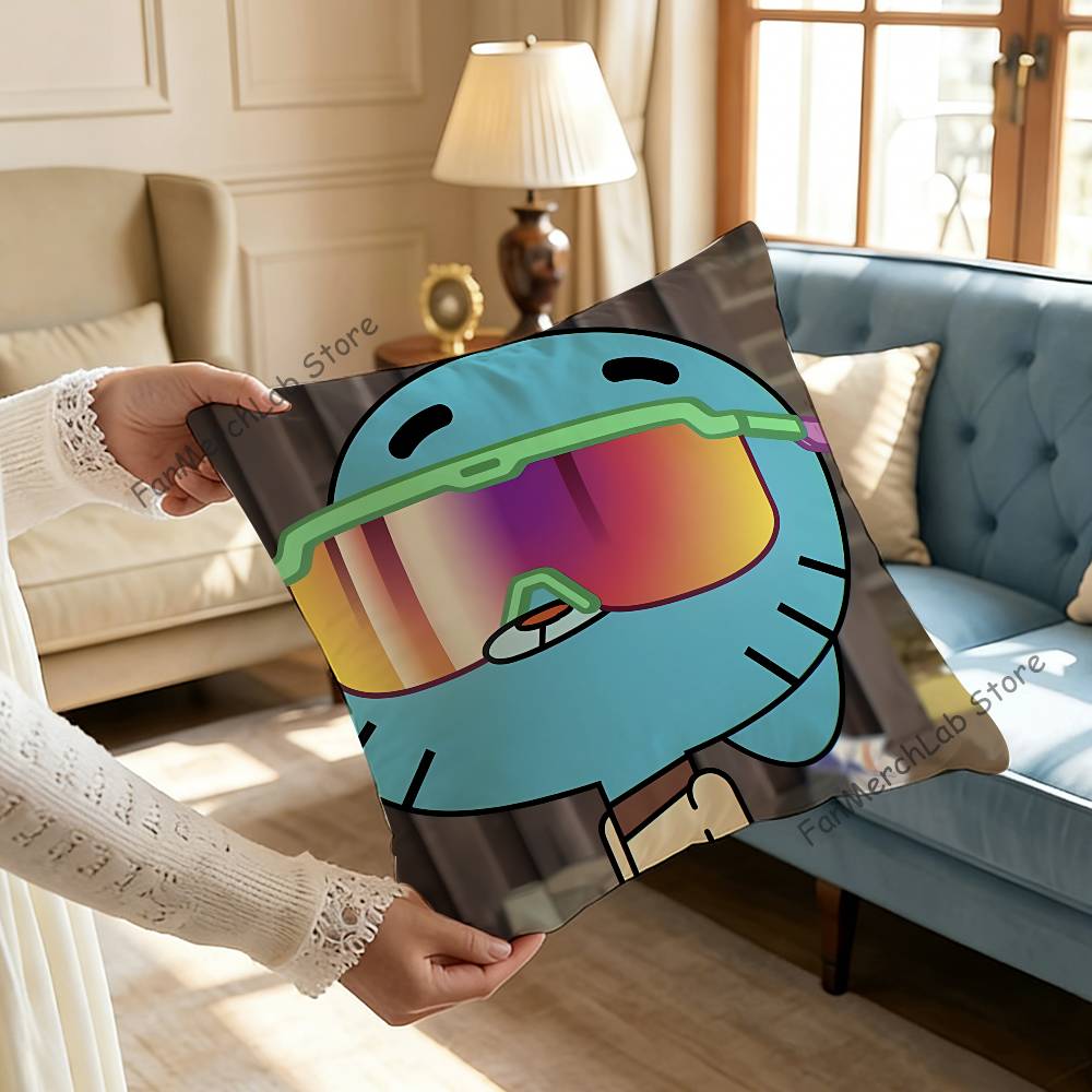 GGumballS Cartoon Watterson Pillow Covers Cartoon Sofa Decorative Home Doublesided Printing Short Plush Cute Cushion Cover