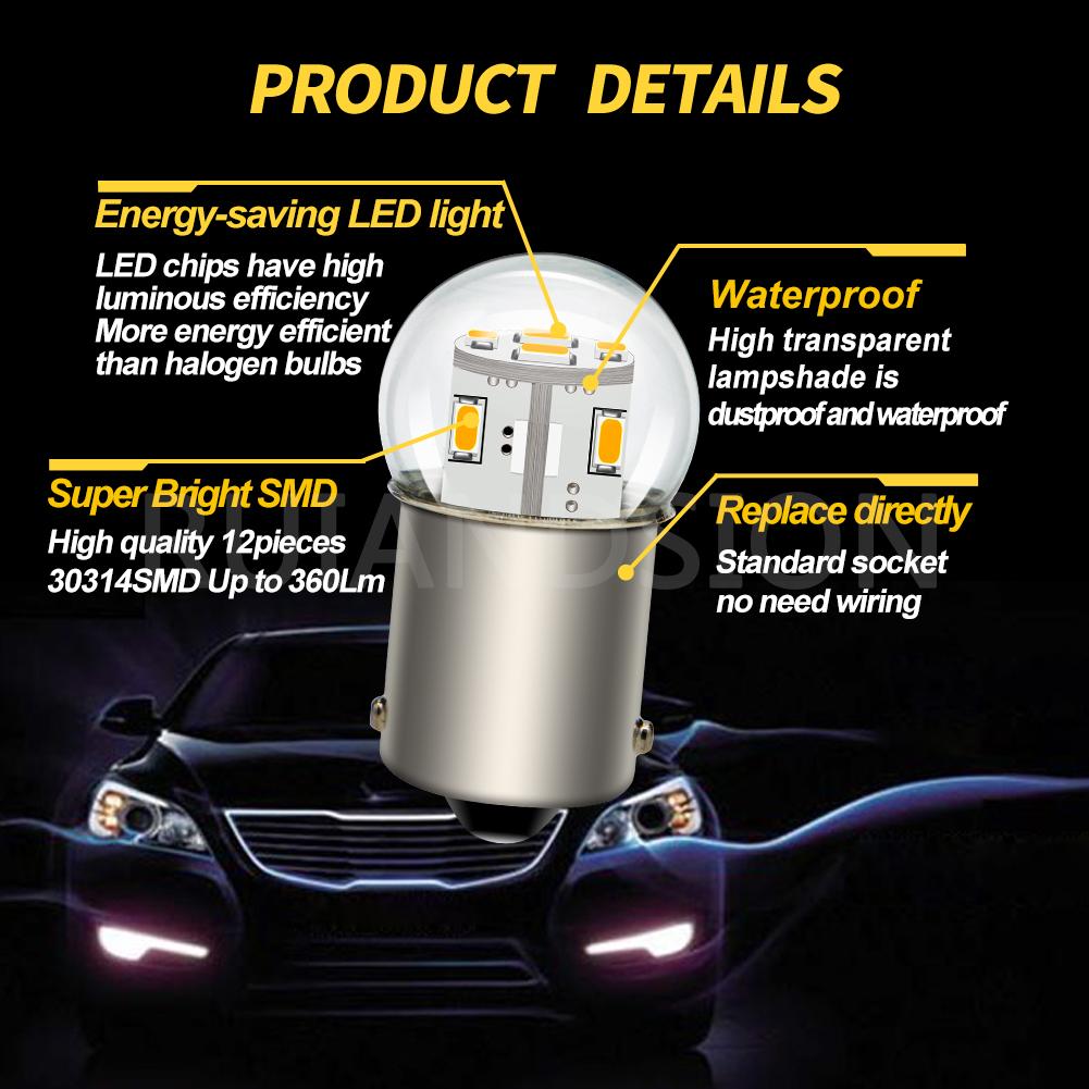 1156 BA15S LED 6V 12V 24V 48V P21W 1157 BAY15D P21/5W BA15D S25 LED Bulb Tail Parking Brake Turn Signal Reverse Light White Dome Lights 6