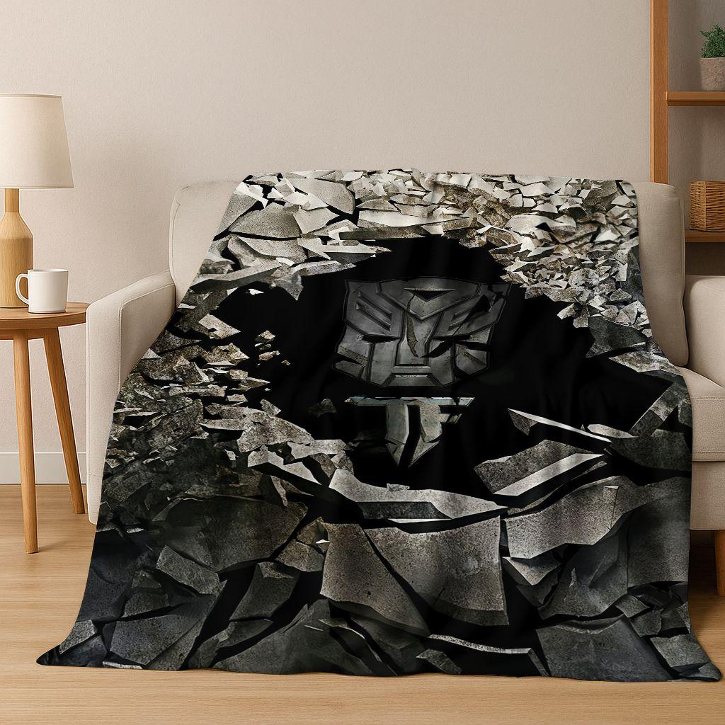 Cartoon T-Transformers Autobots Optimus Prime Flannel Blanket,Warm and Cozy Soft Throw Blanket for Home Bedroom Bed Sofa Cover