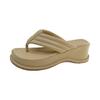 Flip-flops Women's Summer Outer Wear 2025 New Muffin Thick-soled Wedge Heel Clip Toe Square Head Sandals French Sandals