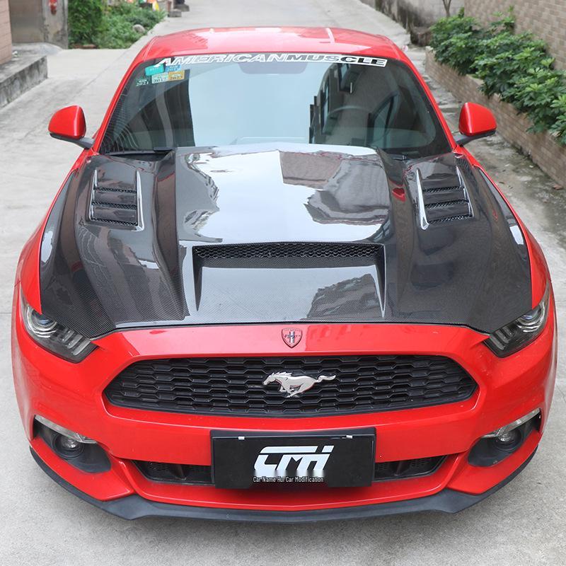 TF Вентилируемый капот из углеродного волокна для Ford Mustang 15-17: Улучшает теплоотвод в моторном отсеке