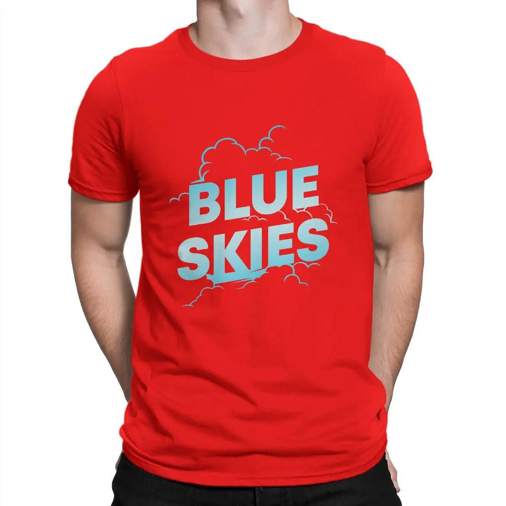 Blue Skies Men's T Shirt Tim Timebomb Funny Tee Shirt Short Sleeve Crewneck T-Shirt Cotton Gift Idea Clothes