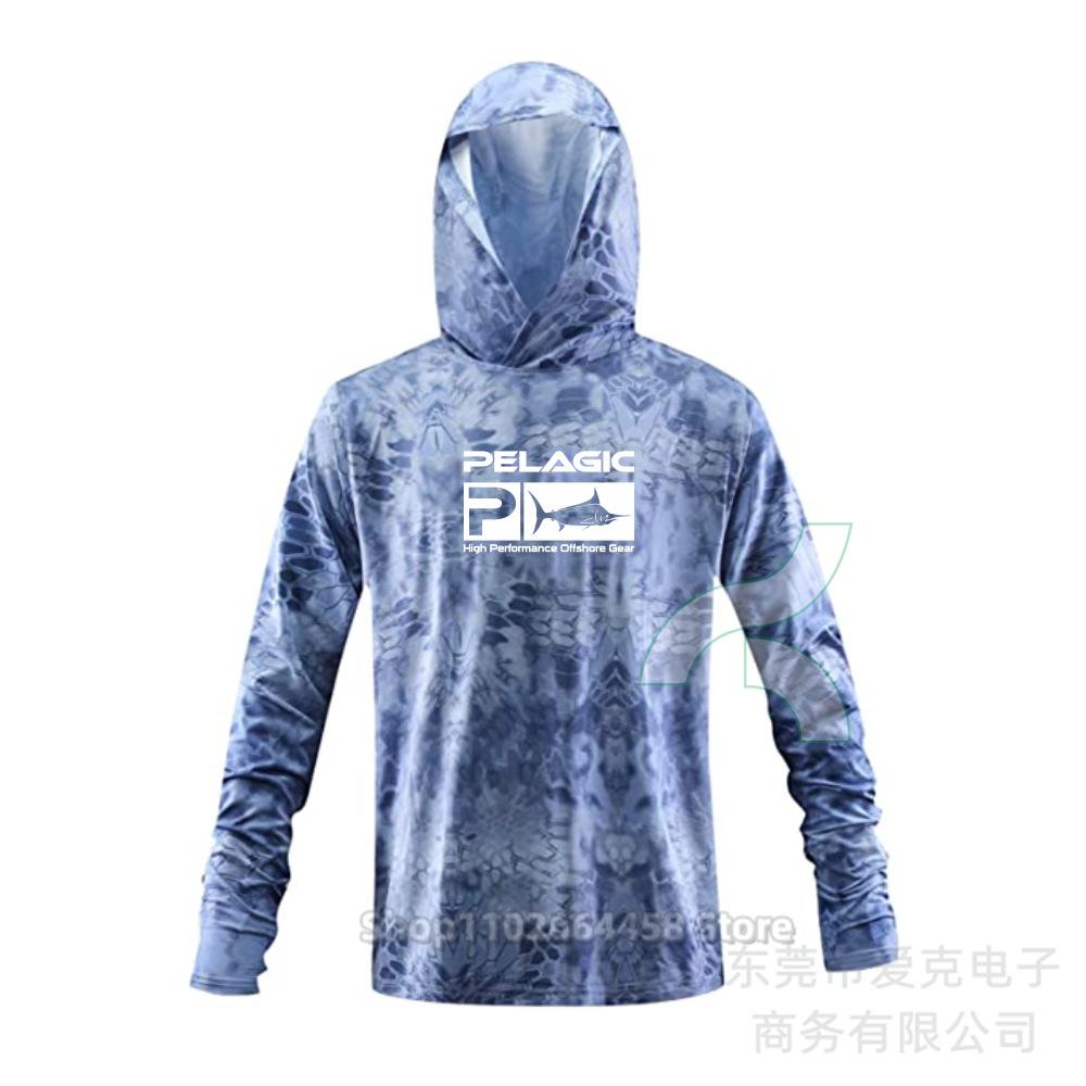 Pelagic fishing clothing summer camouflage sunscreen clothing breathable hooded fishing sportswear quick-drying T-shirt available