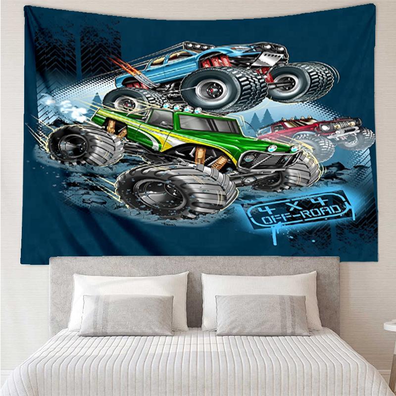Truck Print Tapestry, Backdrop, Easy Setup, Ideal for Bedroom, Office & Living Room, with Aesthetic Wall Hanging Decor.