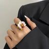 Sweet Drip Oil Flower Ring Butterfly Orchid French Irregular Ring Retro Enamel Finger Ring  Jewelry