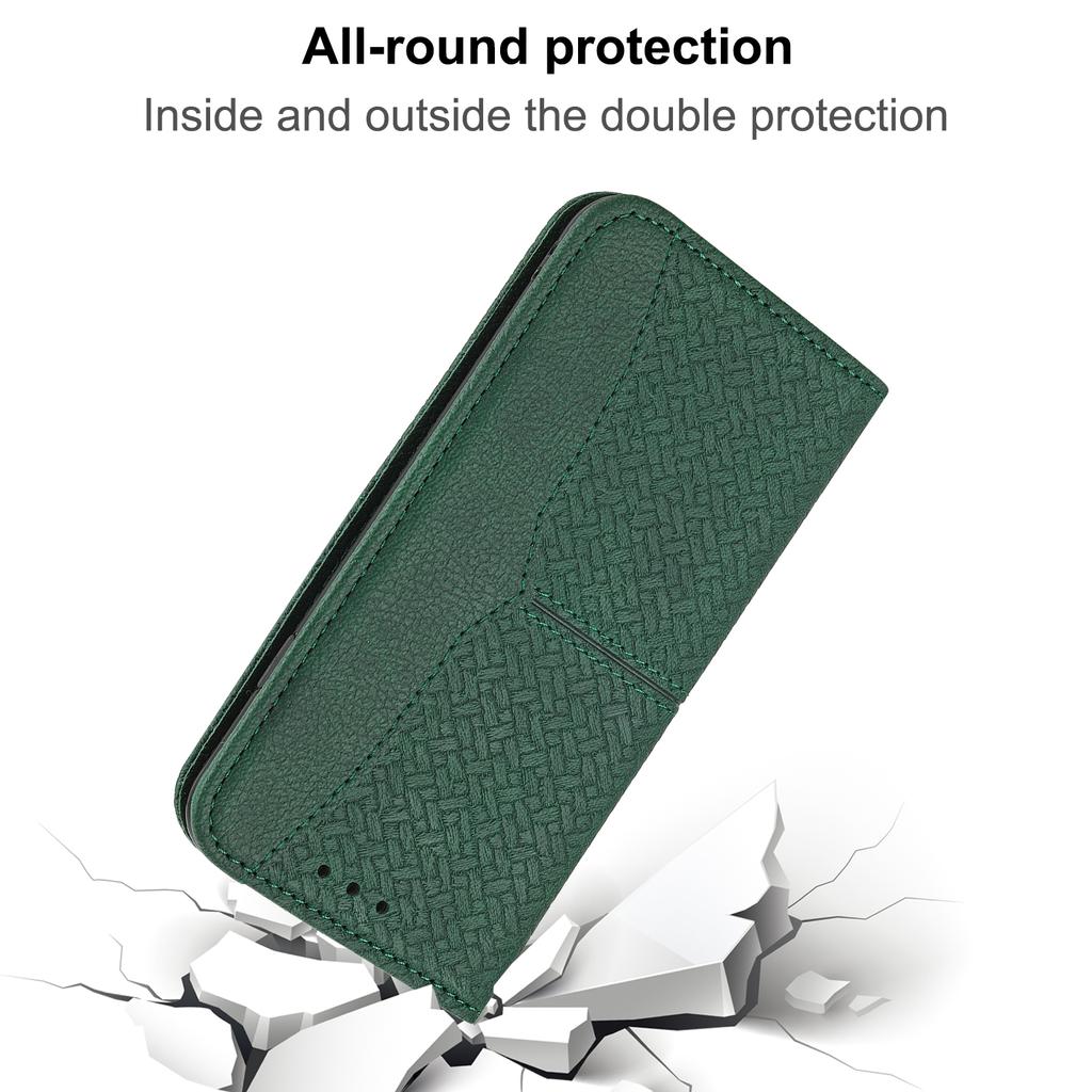 For Samsung Galaxy S25+ Case Woven Texture PU Leather Wallet Phone Cover