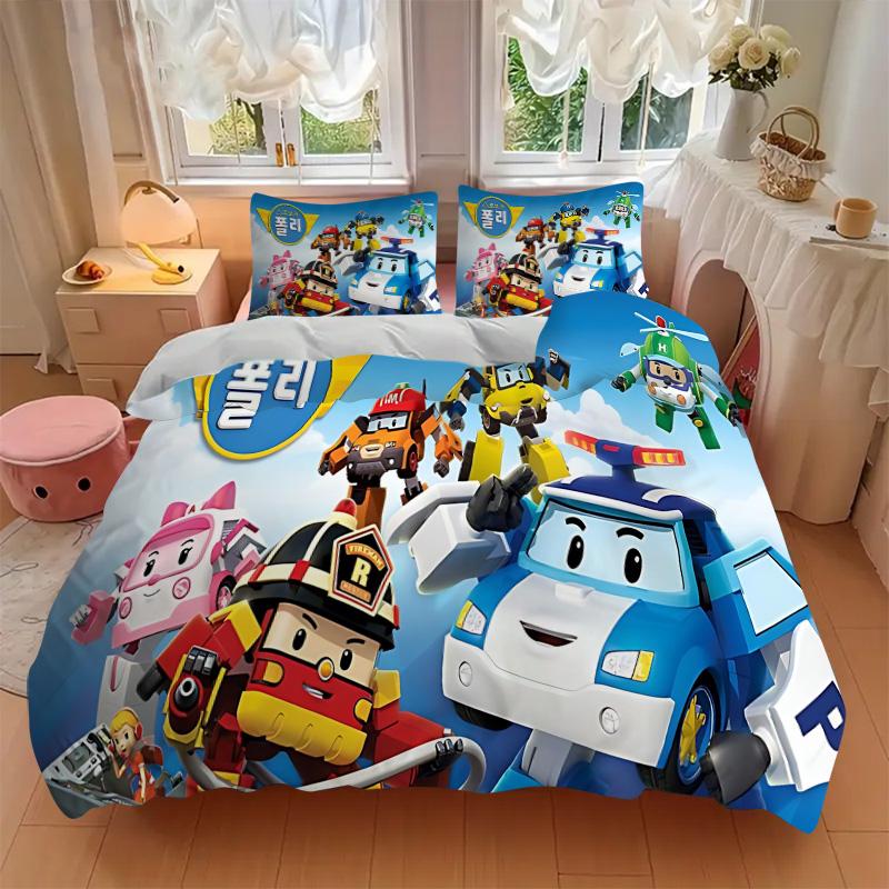 Robots City Adventure Print 3Pcs Bedding Setduvet Cover With 2 Bedropillowcase Home Birthday Gift