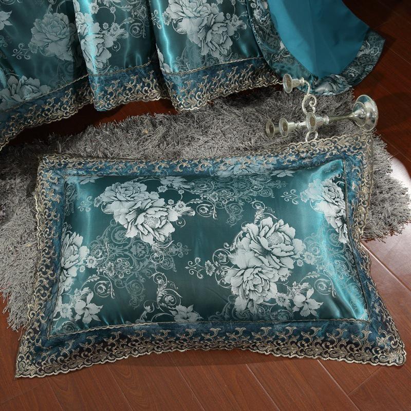 Комплект постельного белья из европейского сатинового жаккарда - с кружевной отделкой, комплект из 4 предметов