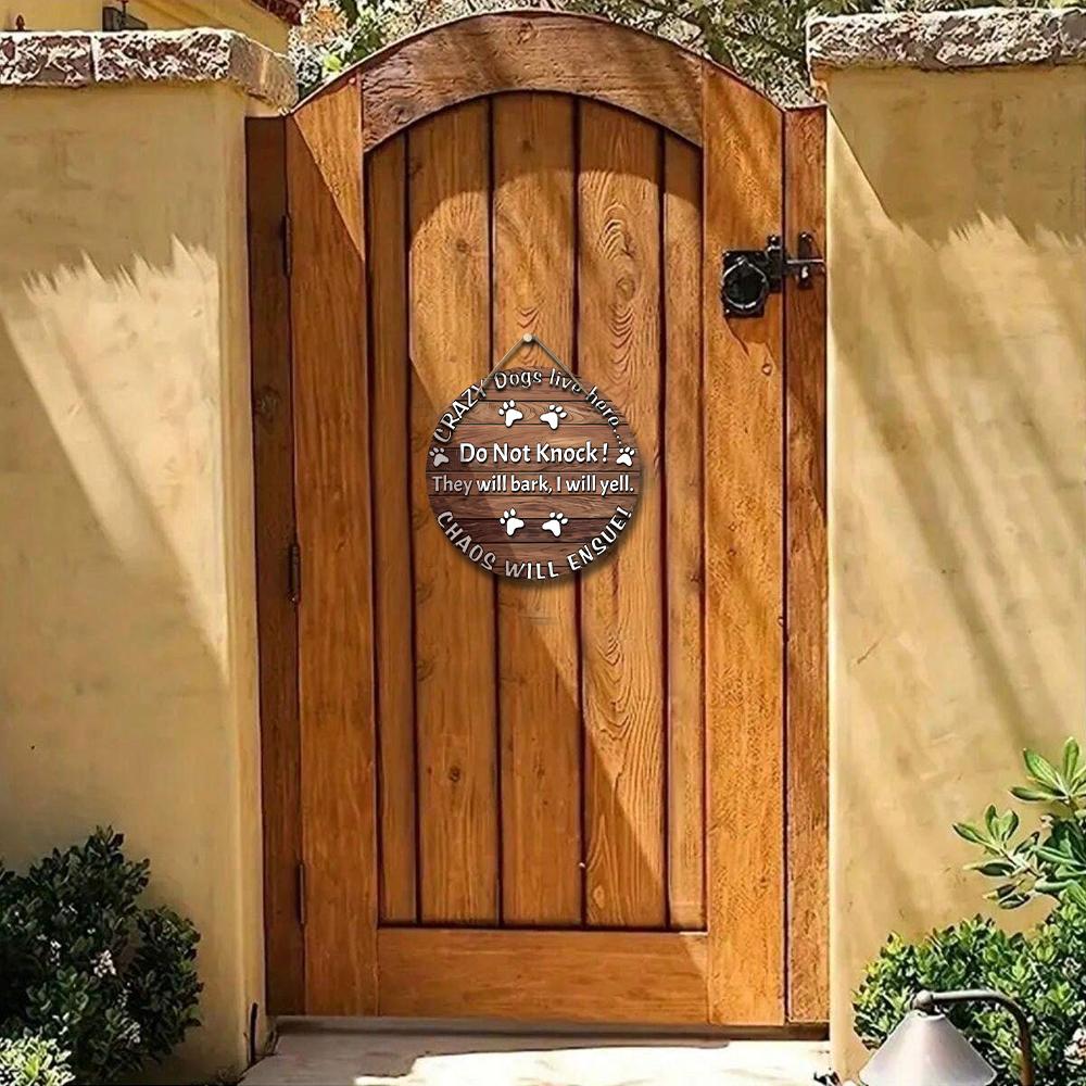 "CRAZY Dogs Live here..."Logo Pendants, Home Wall or Door Decoration, 2d Flat Wood, Garden Decoration, Gifts for Friends and Family