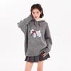 Women's Gray Merino Wool Puppy Hooded Knitted Sweater: Thickened Petite Inner/Outerwear for Autumn/Winter.