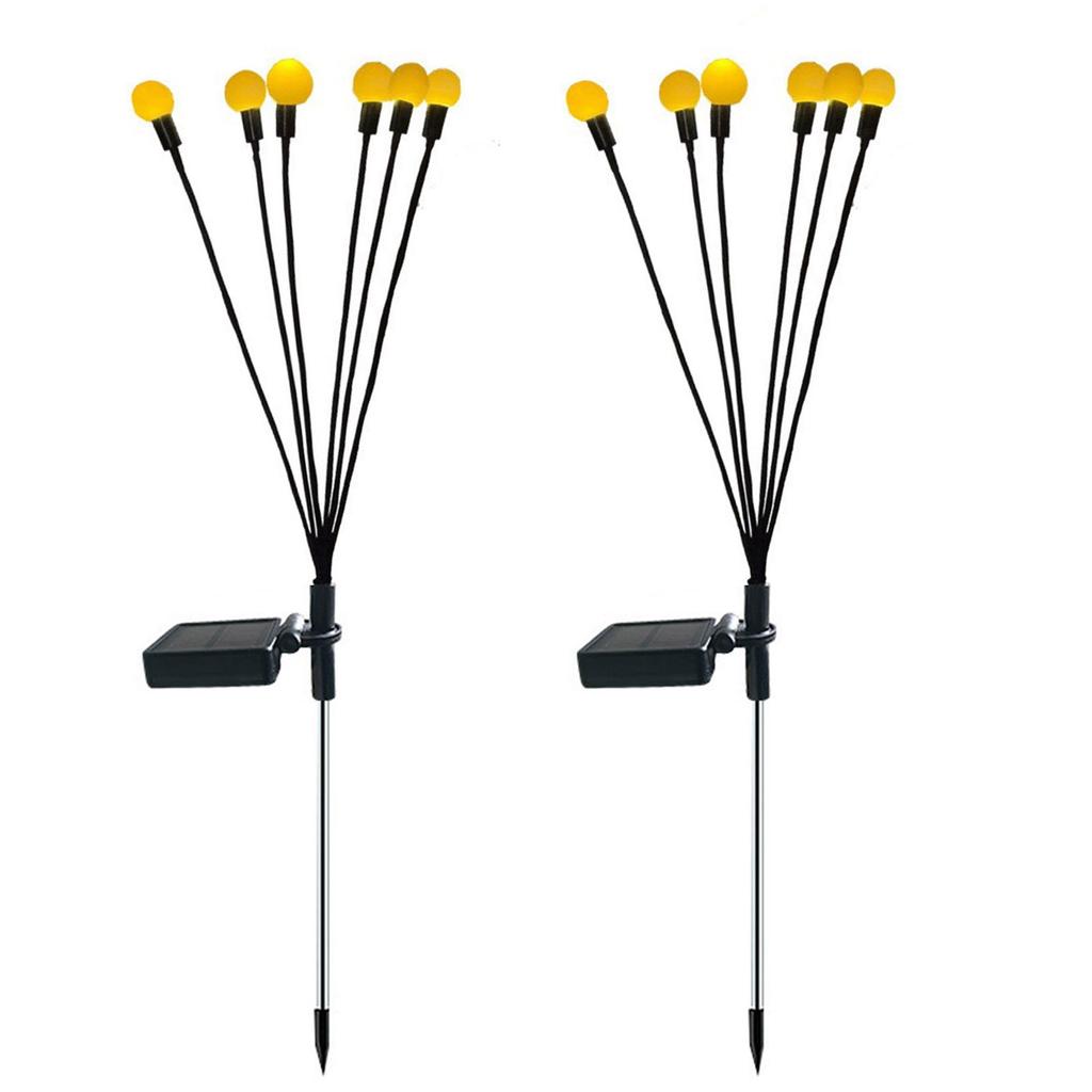 2 Packs 6-head Solar Swaying Firefly Lamps Intelligent Light Control Outdoor Waterproof Ground Plug