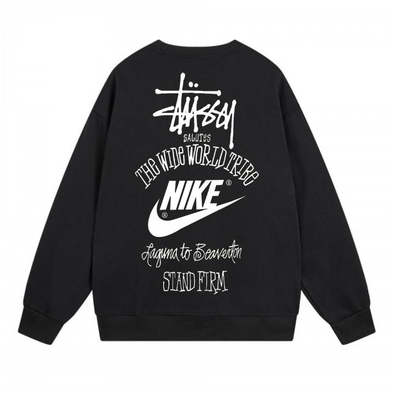 Classic Print Hoodie Mens Loose Fit Crewneck Cotton Sweatshirt Casual Wear