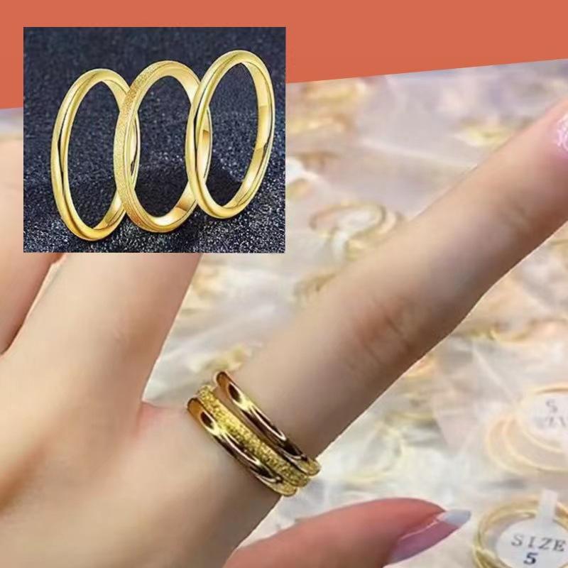 3 шт./комплект Кольца для stacking Vintage Позолоченные 18K Нержавеющая сталь Кольца для женщин Модные ювелирные изделия Подарок Простое кольцо
