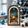 Рождественские украшения для фермерского дома, винтажное арочное деревянное настенное искусство, двухуровневая деревянная рамка, зимние украшения для спальни, рождественский подвесной декор