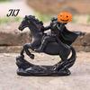 Horseman Riding Horse Statue Halloween Headless Statue, Gothic Knight Black with Ornaments Pumpkin Lantern, Spooky Resin Festive Decor for Home Yard
