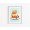 Watercolor French Pastries Berry Strawberry Cake Cream Puff Poster Wall Art Pictures Canvas  Room kitchen Home Decor