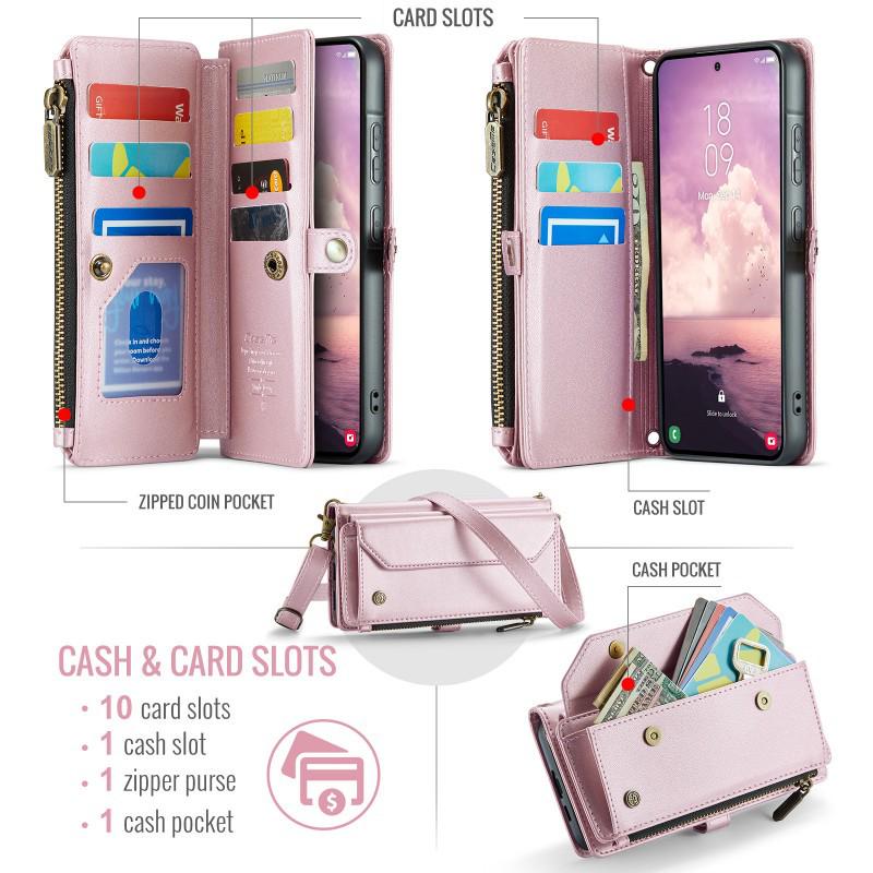 Многофункциональный кожаный чехол-кроссбоди для Samsung A72/A12/A13/A24/A33/A57 с карманом для карт и плечевым ремнем