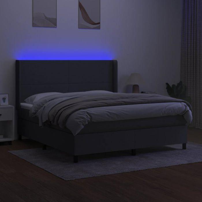 Maison Exclusive - Sommier à lattes de lit matelas LED Gris foncé 180x200 cm Tissu