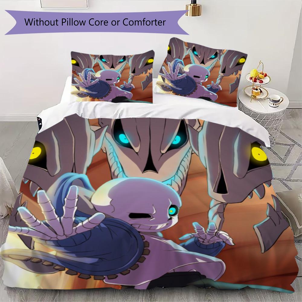 Undertale Sans anime Pattern Bedding,Quilt Set Quilt Cover Pillowcase Home Birthday Gift (1*duvet cover+2*pillowcase,without core)XSJT0917201