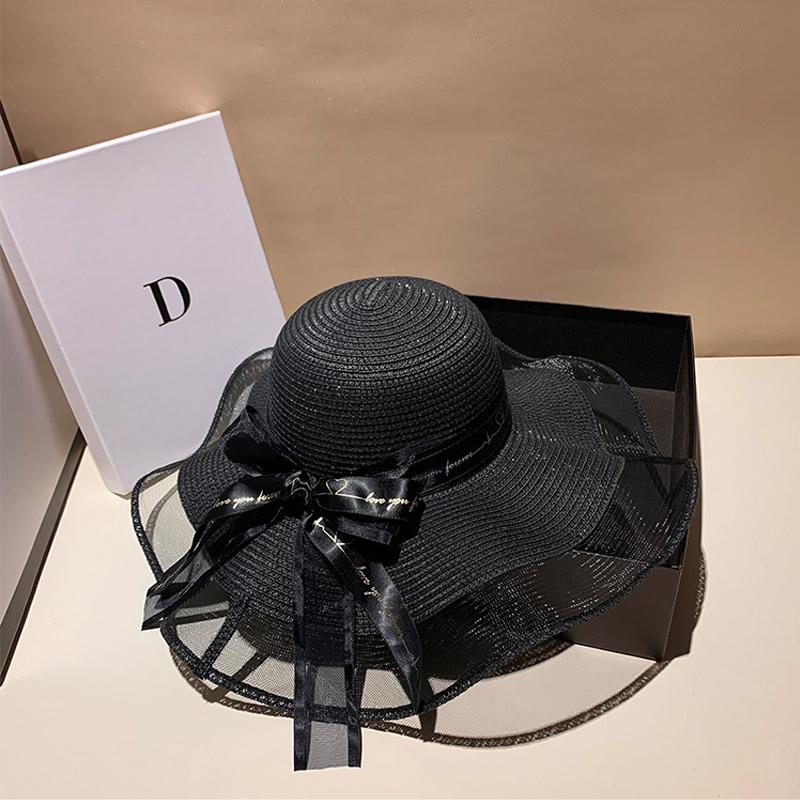 Floppy Foldable Ladies Women Straw Beach Sun Hat Ladies Summer Travel Wide Brim Caps