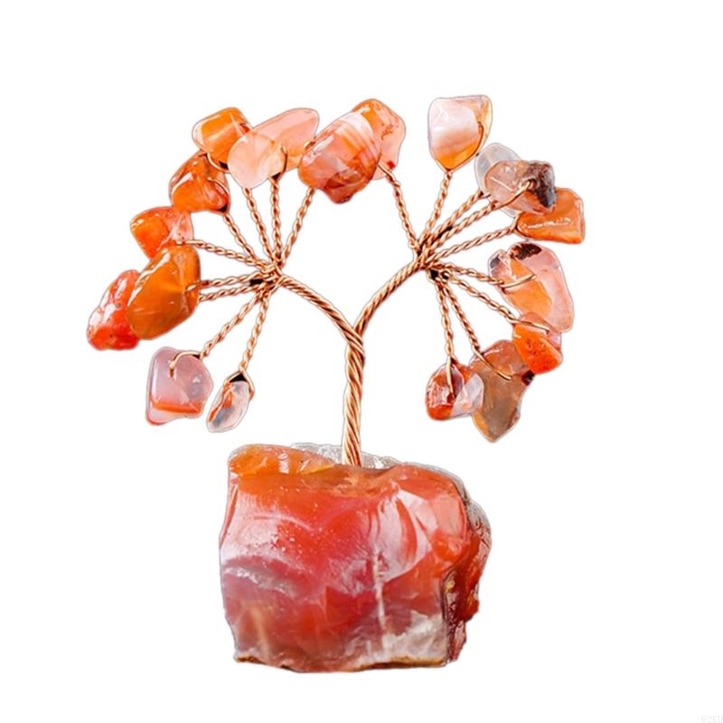 62KD Unique Crystal Sculpture Handmade Crystal Money Tree for Good Luck Wealth Health Figurine OnNatural Stone Base