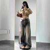 2025 Women's High-Waist Retro Straight Leg Jeans: Slimming, Loose-Fit, Wide-Leg Autumn Pants
