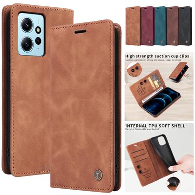 Кожаный чехол-книжка для Xiaomi Redmi Note 12 Turbo 12S Note12 Pro 4G Plus 5G с присоской, защитные чехлы для телефона
