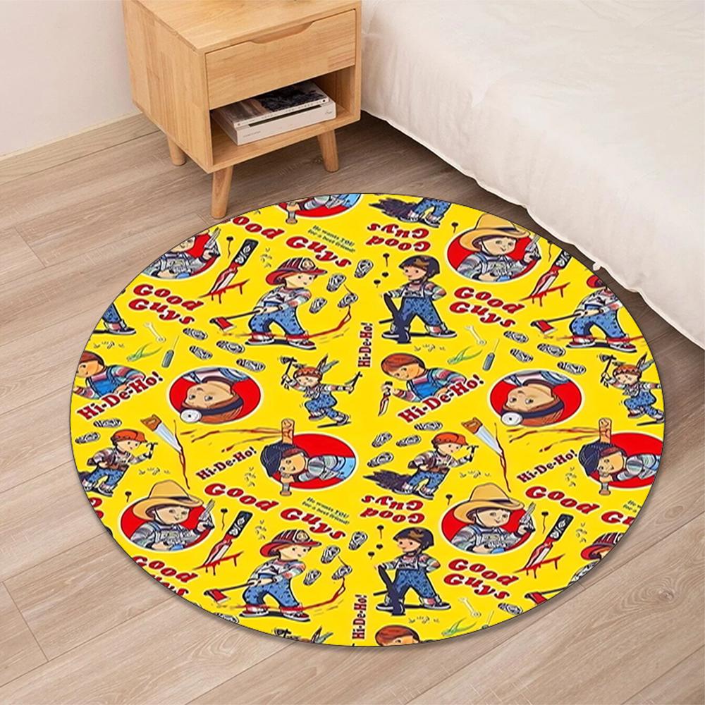 Chucky Printed Round Rug Carpet Chair Rug Area Rug Entryway Doormats,for Office Chair Living Room Bedroom Kitchen Room.