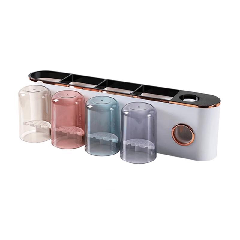 Настенный держатель для зубных щеток без сверления с стаканчиками и дозатором