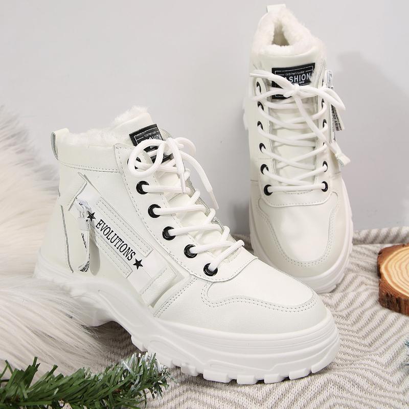 Новые женские зимние ботинки для снега, модные стильные высокие ботинки, повседневные женские водонепроницаемые теплые женские высокого качества, белые и черные