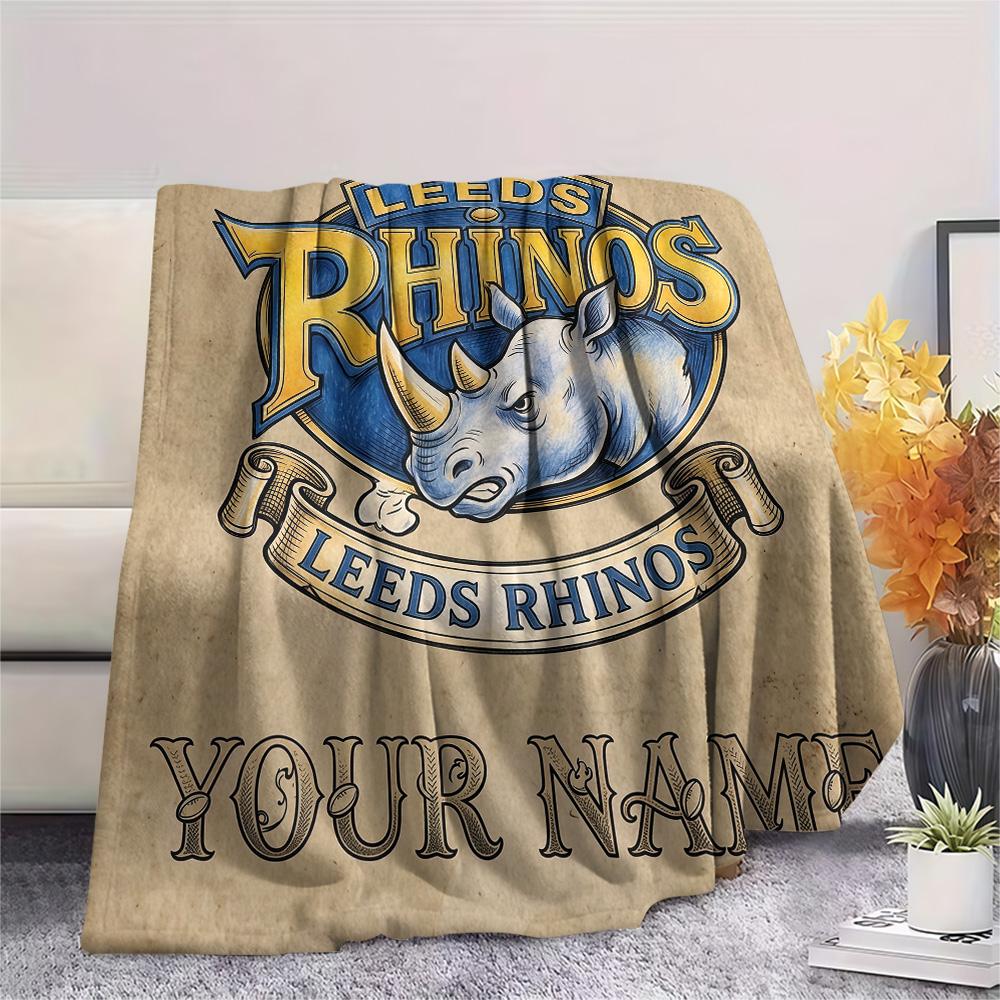 Custom Name Leeds Rhinos2 Flannel Blanket, High quality Comfortable for All Seasons, Home Decor, Warmth and Comfort