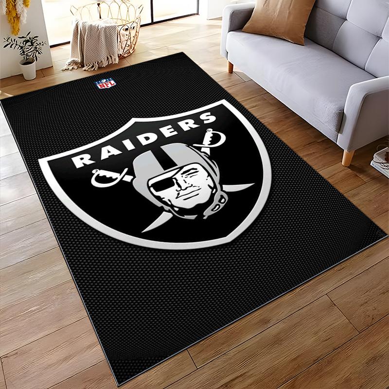 Raiders Logo with Shield and Swords Design, Non-slip rug suitable for living room and bedroom sofas.