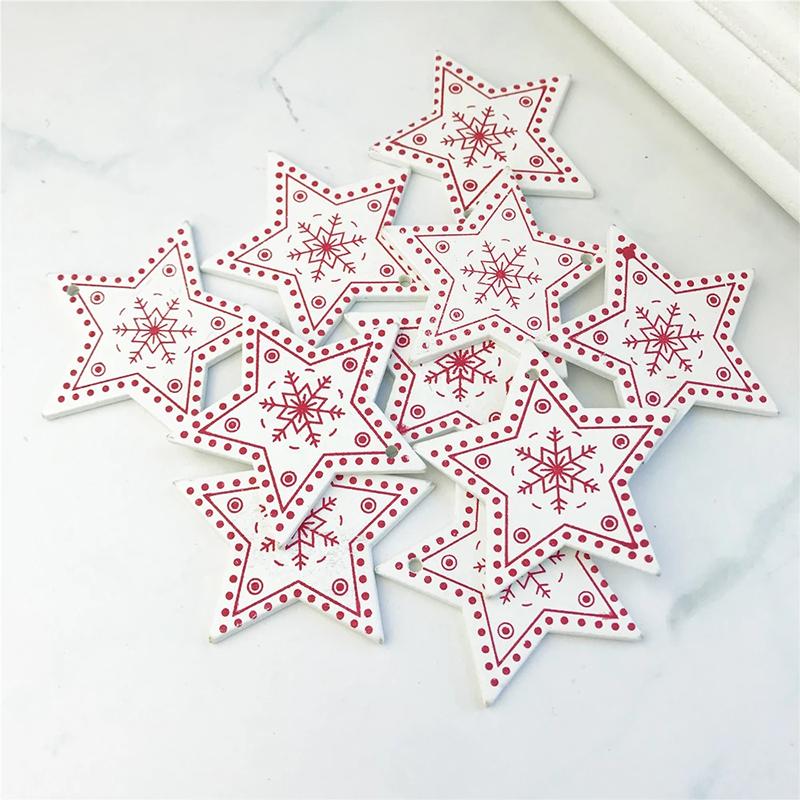 10 шт./компл. натуральные деревянные рождественские украшения, подвесные подвески, детские игрушки, снежный лось, рождественская елка