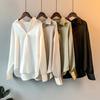 Женская рубашка с лацканами, длинный рукав, однобортная рубашка, однотонная, гладкая, атласная, свободного кроя, повседневная рубашка